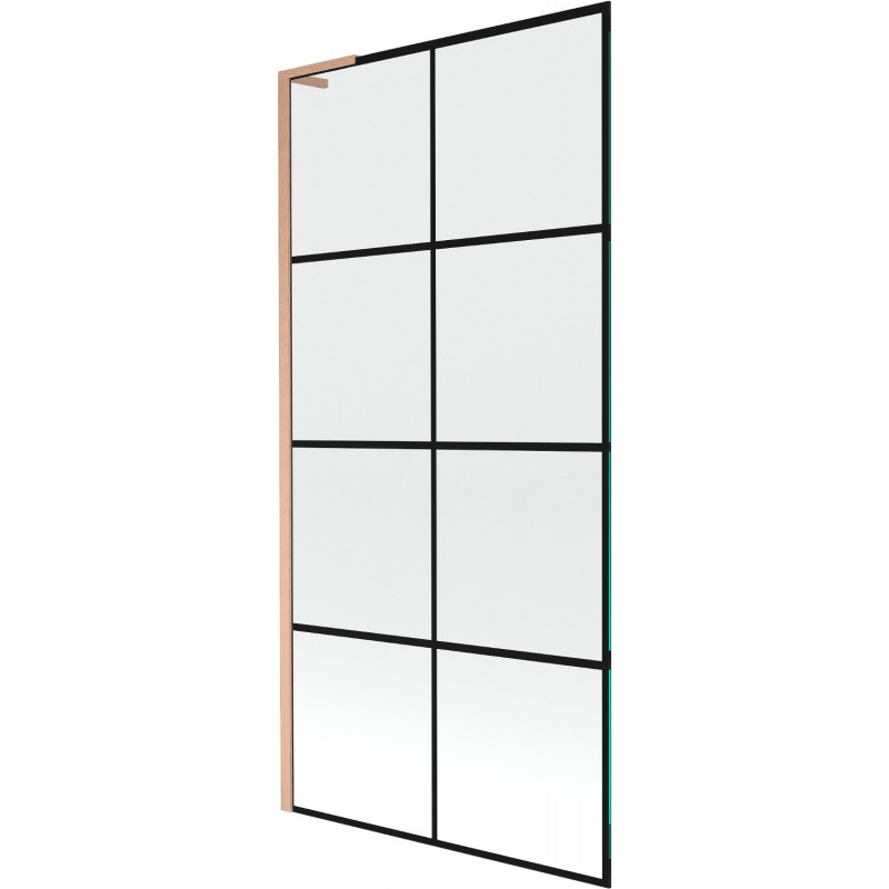 Mexen Next L vonios ekranas, 1-duris 90 x 150 cm, juodas raštas, šlifuotas varis - 895-090-000-03-77-65