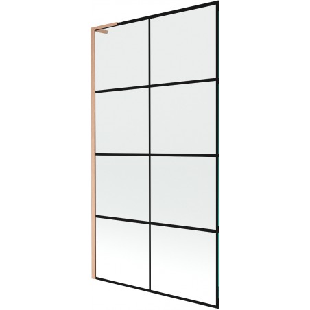 Mexen Next L vonios pertvara 1 durų 100 x 150 cm, juodas tinklelis, šlifuoti vario - 895-100-000-03-77-65