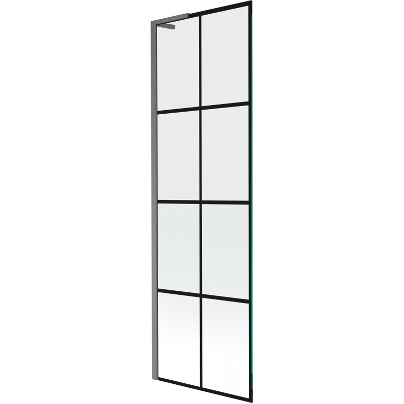Mexen Next L vonios uždanga 1-durys 60 x 150 cm, juodas raštas, šukuotas ginklų pilkas - 895-060-000-03-77-66