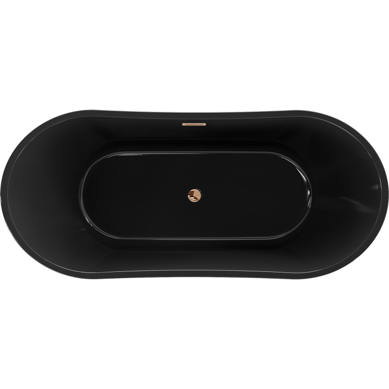 Mexen Montana laisvai pastatoma vonia 170 x 80 cm, juoda, perpildymo rožinis auksas - 52011708070-60