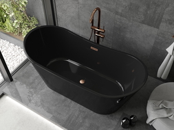 Mexen Montana laisvai pastatoma vonia 170 x 80 cm, juoda, šlifuota vario perpylimo sistema - 52011708070-65