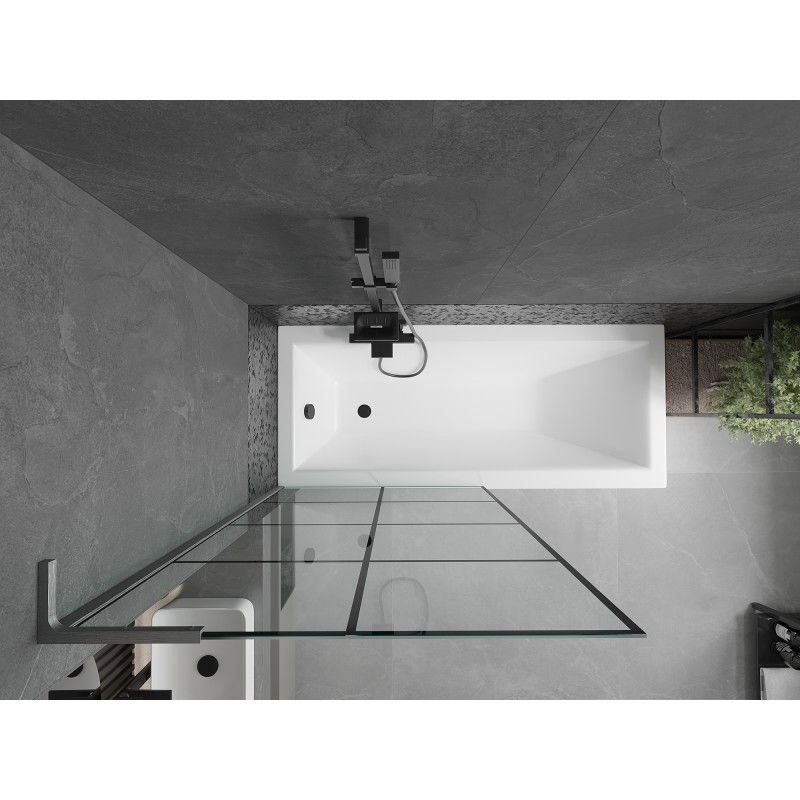 Mexen Next L vonios pertvara, 1 sparno, 90 x 150 cm, juodas tinklelis, gun gray šlifuotas - 895-090-000-03-77-66