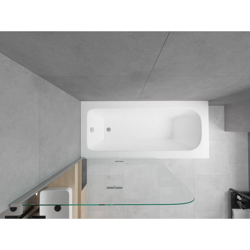 Mexen Vega stačiakampė vonia 170 x 70 cm su apdaila ir 2-jų dalių ekranėliu 80 cm, skaidrus, chromas - 550117070X9008020100