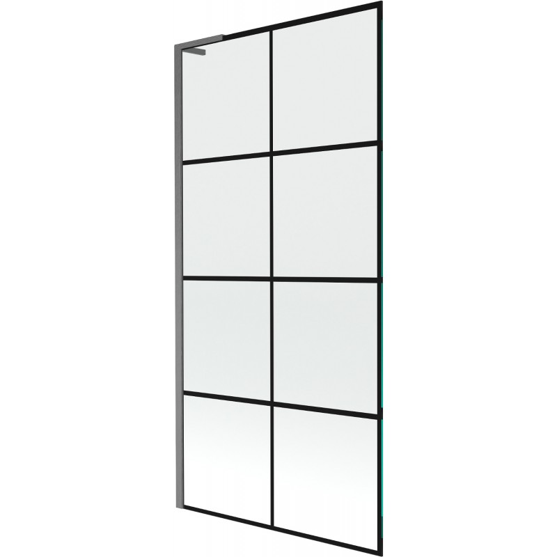 Mexen Next L vonios sienelė, 1-duris 90 x 150 cm, juodas raštas, šlifuotas pilkas - 895-090-000-03-77-66