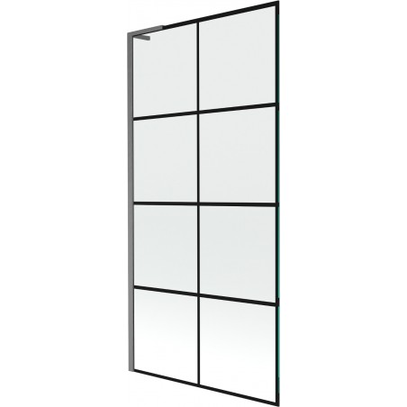 Mexen Next L vonios sienelė, 1-duris 90 x 150 cm, juodas raštas, šlifuotas pilkas - 895-090-000-03-77-66