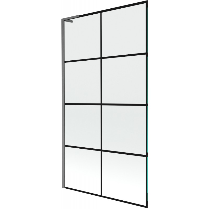 Mexen Next L vonios pertvara, 1-durų, 100 x 150 cm, juodas tinklelis, šlifuotas „gun gray“ - 895-100-000-03-77-66