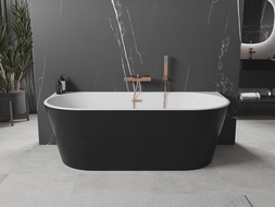 Mexen Oval vonios kambarys laisvai pastatomas 180 x 80 cm, balta/juoda, šlifuotas varis - 52671808075-65