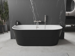 Mexen Oval laisvai pastatoma prie sienos vonia 180 x 80 cm, balta/juoda, nikeliuota perdanga - 52671808075-97