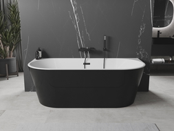 Mexen Ovalinė vonia laisvai stovinti prie sienos 180 x 80 cm, balta/juoda, juodas perpildymas - 52671808075-70