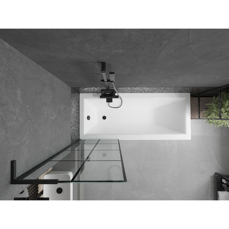 Mexen Next L vonios ekrano plokštė 1 sparno 60 x 150 cm, juoda grotelė, juoda - 895-060-000-03-77-70