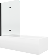 Mexen Vega stačiakampė vonia 170 x 70 cm su apdaila ir 2-jų sparnų pertvara 80 cm, permatoma, juoda - 550117070X9008027000
