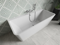 Mexen Volta laisvai pastatoma prie sienos vonia, 150 x 75 cm, balta, chrominis perpylimas - 51131507500-01