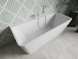 Mexen Volta laisvas prie sienos montuojamas vonia 150 x 75 cm, balta, baltas perteklius - 51131507500-20
