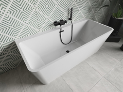 Mexen Volta laisvas prie sienos montuojamas vonia 150 x 75 cm, balta, juodas perpilu - 51131507500-70