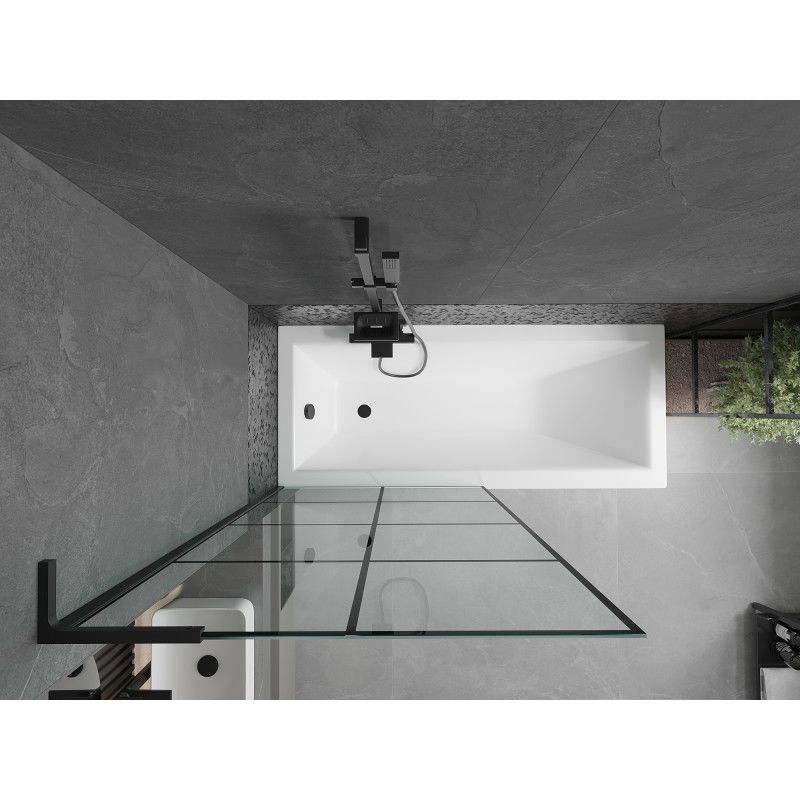 Mexen Next L vonios patarėjas 1-durys 90 x 150 cm, juodas tinklelis, juodas - 895-090-000-03-77-70