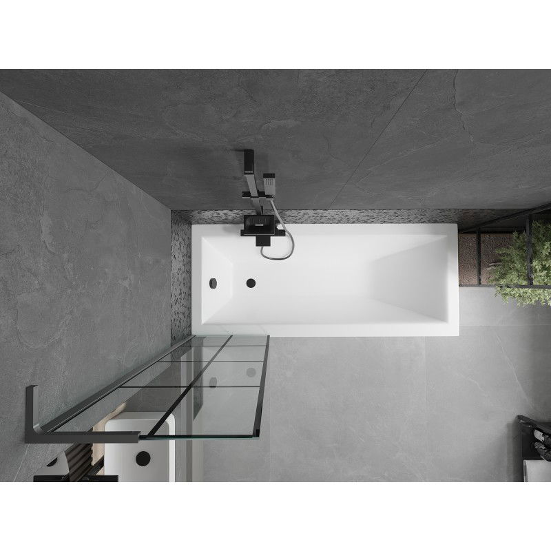 Mexen Next L vonios užuolaida 1 sparno 50 x 150 cm, juodas tinklelis, gun metal - 895-050-000-03-77-95