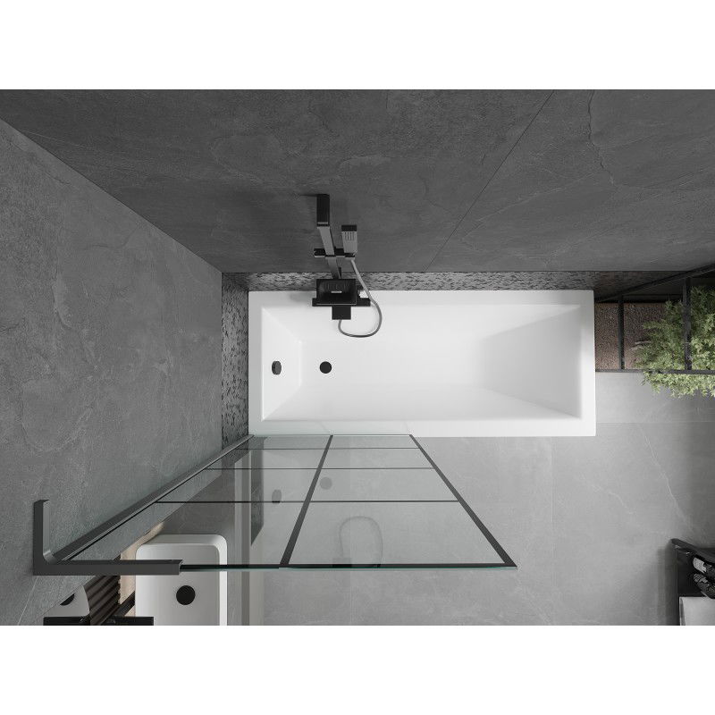 Mexen Next L vonios ekranas, vienos dalies 80 x 150 cm, juodas tinklelis, Gun metal - 895-080-000-03-77-95