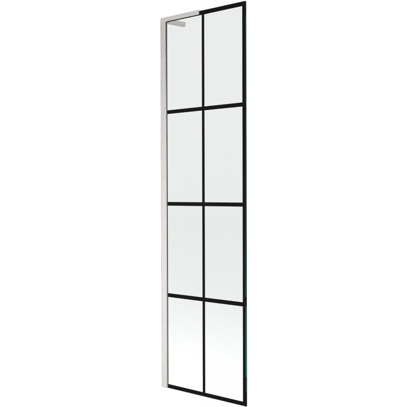Mexen Next L vonios uždanga 1-kiaurasparnė 50 x 150 cm, juodas raštas, šlifuotas nikelis - 895-050-000-03-77-97