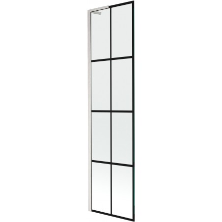 Mexen Next L vonios uždanga 1-kiaurasparnė 50 x 150 cm, juodas raštas, šlifuotas nikelis - 895-050-000-03-77-97