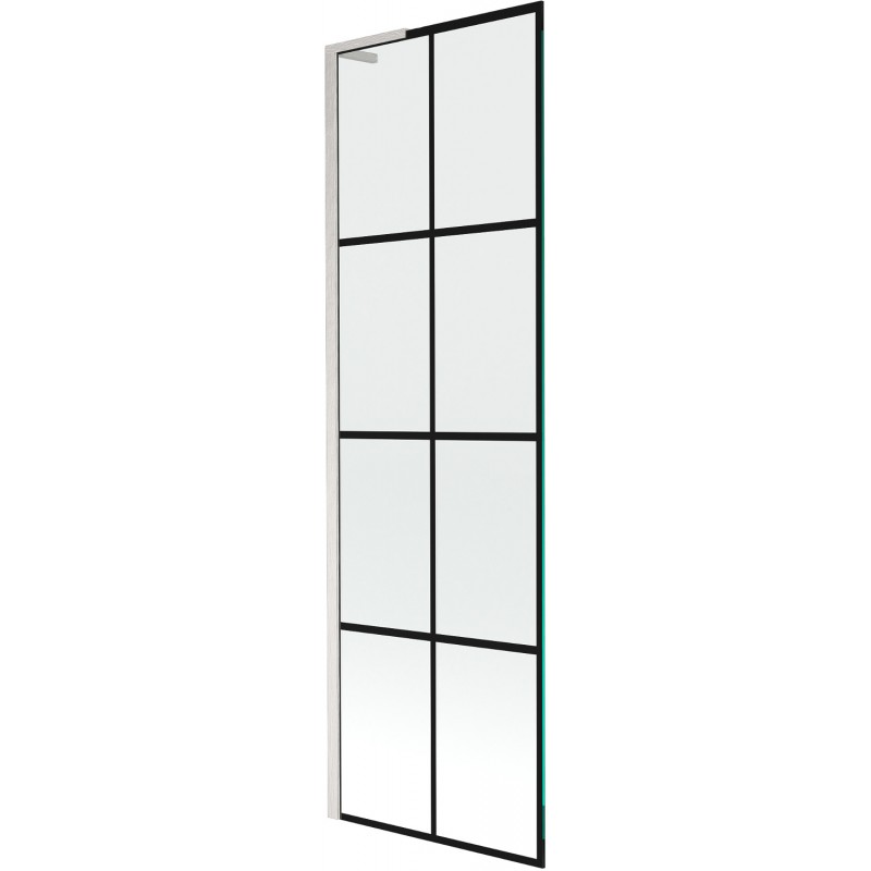 Mexen Next L vonios ekranas, 1-durų, 60 x 150 cm, juodas raštas, šlifuotas nikelis - 895-060-000-03-77-97