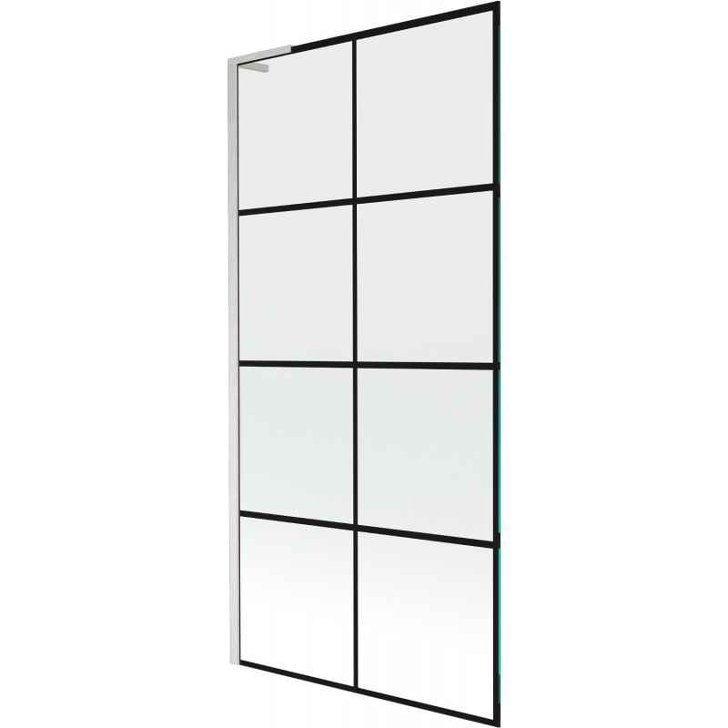 Mexen Next L vonios ekranas 1-sparnų 90 x 150 cm, juodas raštas, šlifuotas nikelis - 895-090-000-03-77-97