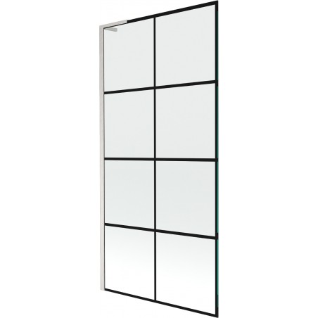 Mexen Next L vonios ekranas 1-sparnų 90 x 150 cm, juodas raštas, šlifuotas nikelis - 895-090-000-03-77-97