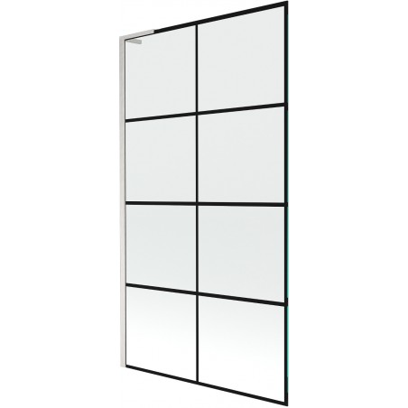 Mexen Next L vonios ekranas vienasparinis 100 x 150 cm, juodas tinklelis, šlifuotas nikelis - 895-100-000-03-77-97