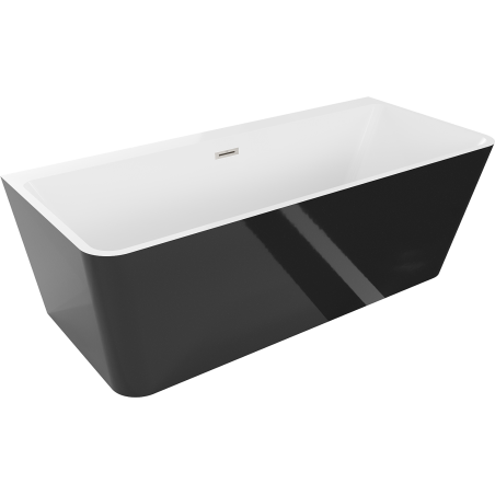 Mexen Volta laisvai stovinti stačiakampė vonia, 170 x 75 cm, balta/juoda, šepečiu nikeliu padengtas perpylimas - 51131707575-97