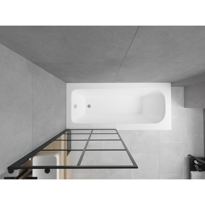 Mexen Vega stačiakampė vonia 170 x 70 cm su apdaila ir vienvėre 70 cm širma, juodas raštas fix - 550117070X9307007077