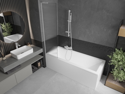 Mexen Next L vonios sienelė, vienos dalies, 50 x 150 cm, dryžuota, balta - 895-050-000-03-09-20