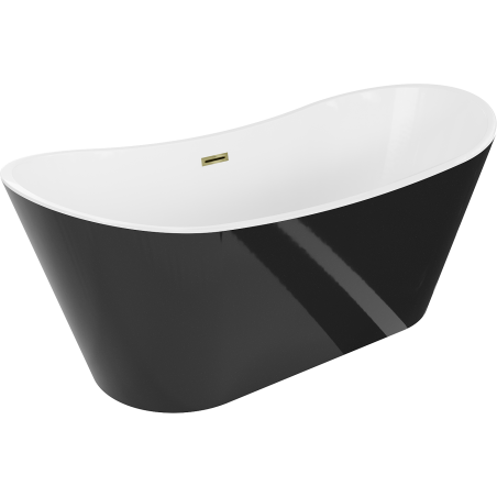 Mexen Montana laisvai statoma vonia 180 x 90 cm, balta/juoda, auksinis persipylimas - 52011809075-50