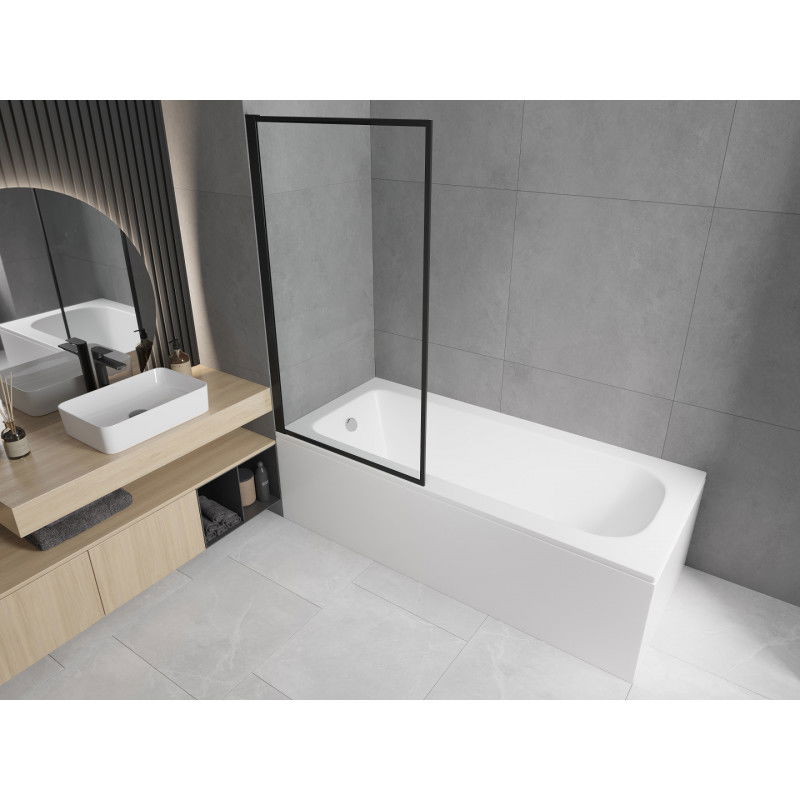 Mexen Vega stačiakampė vonia 170 x 70 cm su apdaila ir vieno sparno 80 cm pertvara, juodas raštas fix - 550117070X9308007070