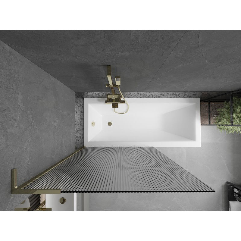 Mexen Next L vonios ekranas su 1 sparnu 100 x 150 cm, dryžiai, auksinis - 895-100-000-03-09-50