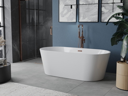 Mexen Luna laisvai pastatoma vonia 160 x 75 cm, balta, perpilimas rožinis auksas - 52031607500-60
