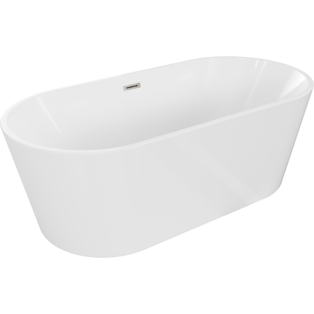 Mexen Luna laisvai pastatoma vonia 150 x 75 cm, balta, šlifuotas nikelio perpylimas - 52031507500-97