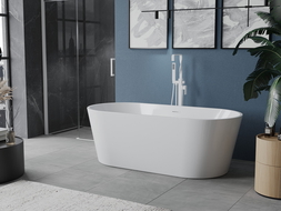 Mexen Luna laisvai stovinti vonia 170 x 80 cm, balta, baltas perpildymo angas - 52031708000-20