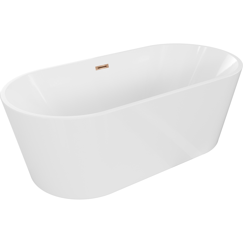 Mexen Luna laisvo stovinti vonia 180 x 80 cm, balta, rožinė auksinė perpildymo anga - 52031808000-60