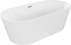 Mexen Luna laisvo stovinti vonia 180 x 80 cm, balta, rožinė auksinė perpildymo anga - 52031808000-60