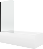 Mexen Vega stačiakampė vonia 180 x 80 cm su aptaisu ir vienos dalies pertvara 70 cm, skaidri, juoda - 550118080X9007017000
