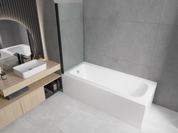 Mexen Vega stačiakampė vonia 180 x 80 cm su aptaisu ir vienos dalies pertvara 70 cm, skaidri, juoda - 550118080X9007017000