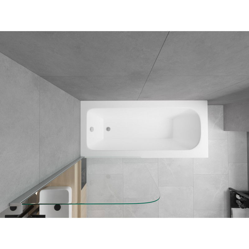 Mexen Vega stačiakampė vonia 180 x 80 cm su apdaila ir vieno sparno ekranu 75 cm, skaidrus, chromas - 550118080X9007510100