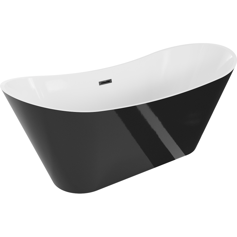 Mexen Celia laisvai stovinti vonia 170 x 75 cm, balta/juoda, juodas perpylimas - 52331707575-70