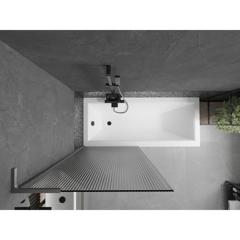 Mexen Next L vonios ekranas 1-duris 80 x 150 cm, dryžuotas, ginklo pilka šlifuota - 895-080-000-03-09-66