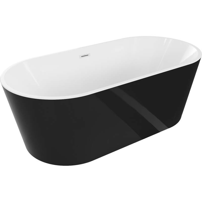 Mexen Luna laisvai stovinti vonia 150 x 75 cm, balta/juoda, baltas perpildymas - 52031507575-20