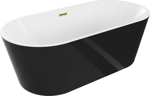 Mexen Luna laisvai pastatoma vonia 160 x 75 cm, balta/juoda, aukso spalvos perpylimas - 52031607575-50