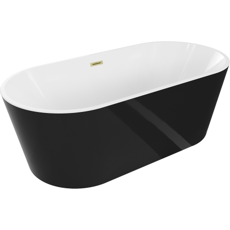 Mexen Luna laisvai stovinti vonia 160 x 75 cm, balta/juoda, auksinis šlifuotas perpildymas - 52031607575-55