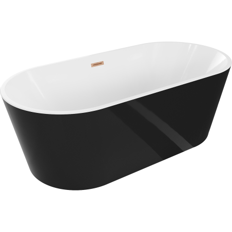 Mexen Luna laisvai pastatoma vonia 160 x 75 cm, balta/juoda, šepečiu valytas varis - 52031607575-65