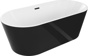 Mexen Luna freestanding bath 160 x 75 cm, white/black, black overflow - 52031607575-70