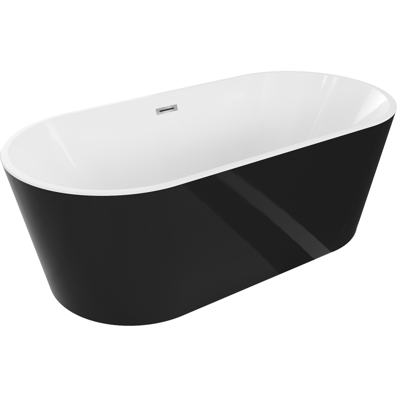 Mexen Luna laisvai pastatoma vonia 170 x 80 cm, balta/juoda, chromuota perliejimo anga - 52031708075-01