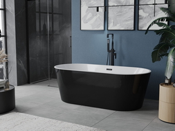 Mexen Luna laisvai stovinti vonia 170 x 80 cm, balta/juoda, juodas perteklius - 52031708075-70